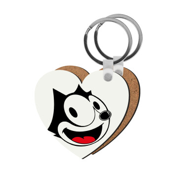 Felix the cat, Μπρελόκ Ξύλινο καρδιά MDF
