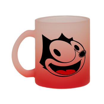 Felix the cat, Κούπα γυάλινη δίχρωμη με βάση το κόκκινο ματ, 330ml