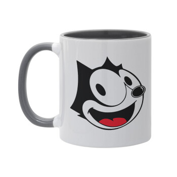 Felix the cat, Κούπα χρωματιστή γκρι, κεραμική, 330ml