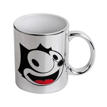 Felix the cat, Mug ceramic, silver mirror, 330ml