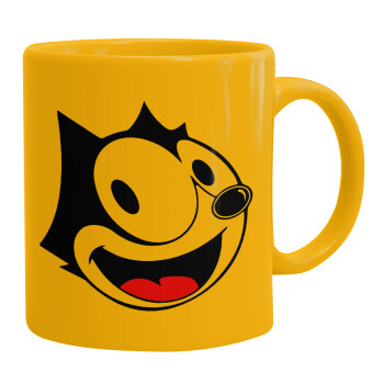 Felix the cat, Κούπα, κεραμική κίτρινη, 330ml