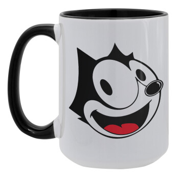 Felix the cat, Κούπα Mega 15oz, κεραμική Μαύρη, 450ml