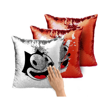 Felix the cat, Μαξιλάρι καναπέ Μαγικό Κόκκινο με πούλιες 40x40cm περιέχεται το γέμισμα