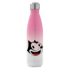 Metal mug thermos Pink/White (Stainless steel), double wall, 500ml