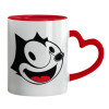 Mug heart red handle, ceramic, 330ml
