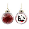 Transparent Christmas tree ball ornament with red filling 8cm