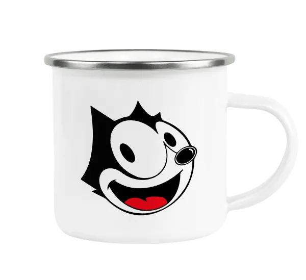 Felix the cat — Metallic enamel cup white 360ml