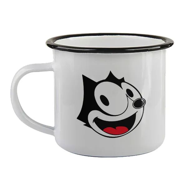 Felix the cat — Enamel mug with black rim, 360ml