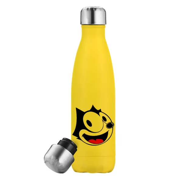 Felix the cat — Yellow Stainless Steel Metallic Thermos, double-walled, 500ml
