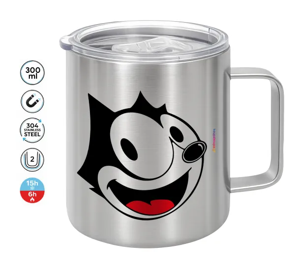 Felix the cat — Double-walled stainless steel mug 300ml with temperature-retaining lid