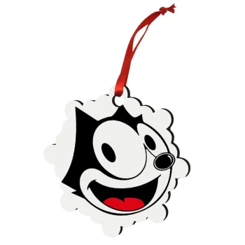 Felix the cat, Christmas ornament snowflake wooden 7.5cm