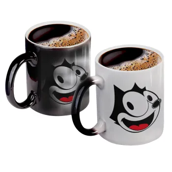 Felix the cat, Color changing magic Mug, ceramic, 330ml when adding hot liquid inside, the black colour desappears (1 pcs)