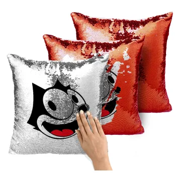 Felix the cat, Μαξιλάρι καναπέ Μαγικό Κόκκινο με πούλιες 40x40cm περιέχεται το γέμισμα
