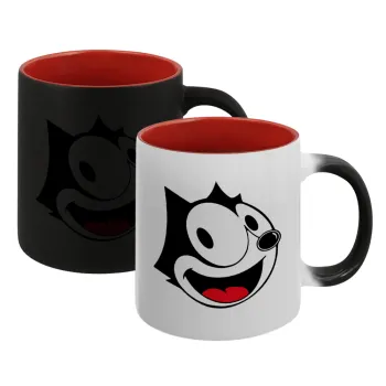Felix the cat, Κούπα Μαγική εσωτερικό κόκκινο, κεραμική, 330ml που αλλάζει χρώμα με το ζεστό ρόφημα
