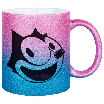 Felix the cat, Κούπα Χρυσή/Μπλε Glitter, κεραμική, 330ml