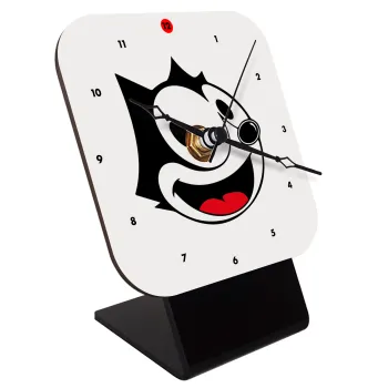 Felix the cat, Quartz Wooden table clock with hands (10cm)