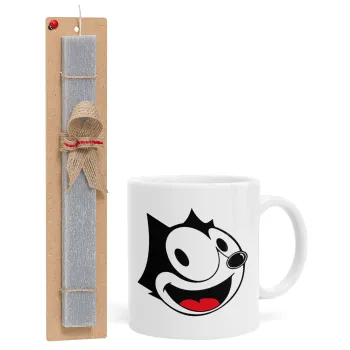Felix the cat, Πασχαλινή Λαμπάδα με Κούπα κεραμική (330ml) & κερί αρωματικό πλακέ (30cm) (ΓΚΡΙ)