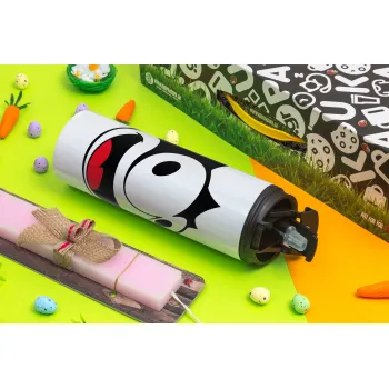 Felix the cat, Easter candle,Travel Tumbler 2 Lids, with metal straw & cleaning brush & aromatic flat candle (30cm) (PINK)
