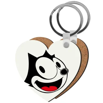 Felix the cat, Μπρελόκ Ξύλινο καρδιά MDF