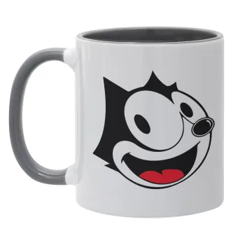 Felix the cat, Κούπα χρωματιστή γκρι, κεραμική, 330ml