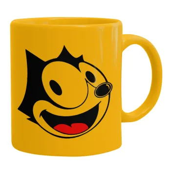 Felix the cat, Ceramic coffee mug yellow, 330ml