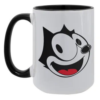 Felix the cat, Κούπα Mega 15oz, κεραμική Μαύρη, 450ml