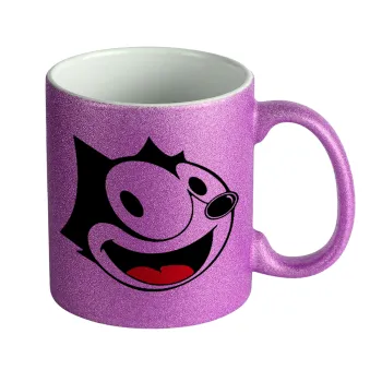Felix the cat, Κούπα Μωβ Glitter που γυαλίζει, κεραμική, 330ml