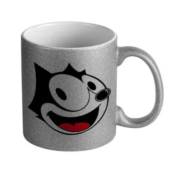 Felix the cat, Κούπα Ασημένια Glitter που γυαλίζει, κεραμική, 330ml