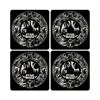 Star Wars Disk, ΣΕΤ 4 Σουβέρ ξύλινα τετράγωνα (9cm)
