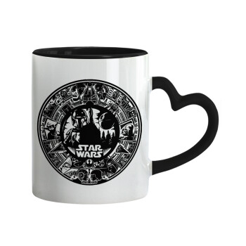 Star Wars Disk, Mug heart black handle, ceramic, 330ml