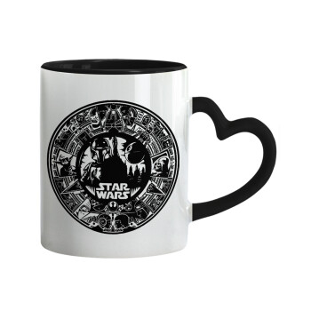 Star Wars Disk, Κούπα καρδιά χερούλι μαύρη, κεραμική, 330ml