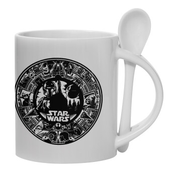 Star Wars Disk, Ceramic coffee mug with Spoon, 330ml (1pcs)