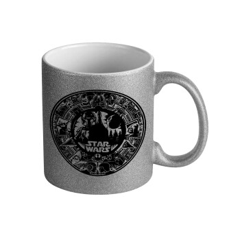 Star Wars Disk, Κούπα Ασημένια Glitter που γυαλίζει, κεραμική, 330ml