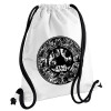 Backpack pouch GYMBAG white, with pocket (40x48cm) & thick cords