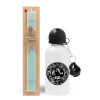 Easter Set, metallic aluminum water bottle (500ml) & scented flat candle (30cm) (TURQUOISE)