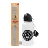 Easter Set, metallic aluminum water bottle (500ml) & aromatic flat Easter candle (30cm) (GRAY)