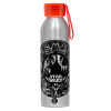 Aluminum Sports Bottle 650ml – Silver with Red Cap and Silicone Strap