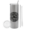 Tumbler stainless steel Silver 600ml, with metal straw & cleaning brush