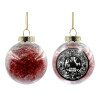 Transparent Christmas tree ball ornament with red filling 8cm