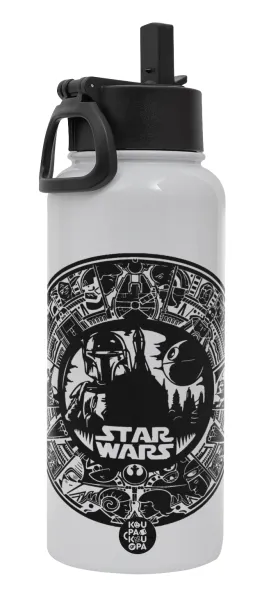 Star Wars Disk — Metal mug thermo White with Straw and Spout Lid (Stainless steel), double wall, 950ml