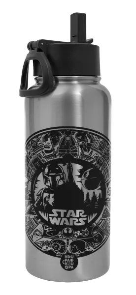 Star Wars Disk — Metal mug thermo Silver with Straw and Spout Lid (Stainless steel), double wall, 950ml