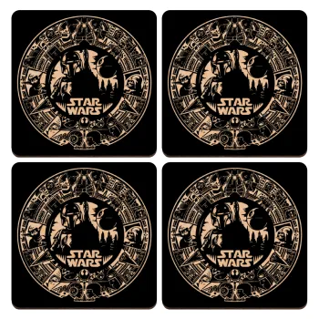 Star Wars Disk, ΣΕΤ x4 Σουβέρ ξύλινα τετράγωνα plywood (9cm)