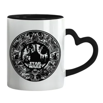 Star Wars Disk, Mug heart black handle, ceramic, 330ml