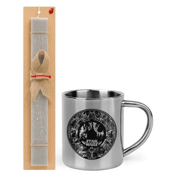 Star Wars Disk, Easter Set, metallic thermal cup (300ml) & Easter aromatic flat candle (30cm) (GRAY)