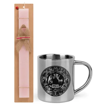 Star Wars Disk, Easter Set, metallic thermal cup (300ml) & aromatic flat Easter candle (30cm) (PINK)