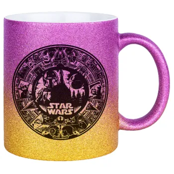 Star Wars Disk, Κούπα Χρυσή/Ροζ Glitter, κεραμική, 330ml