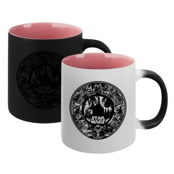 Star Wars Disk, Κούπα Μαγική εσωτερικό ΡΟΖ, κεραμική 330ml που αλλάζει χρώμα με το ζεστό ρόφημα