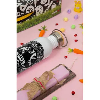 Star Wars Disk, Πασχαλινή Λαμπάδα με παγούρι μεταλλικό (620ml, stainless steel) & κερί αρωματικό πλακέ (30cm) (ΡΟΖ)