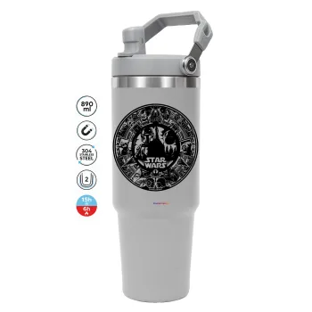 Star Wars Disk, GREY color, 890ml (30oz) stainless Steel Tumbler with Handle