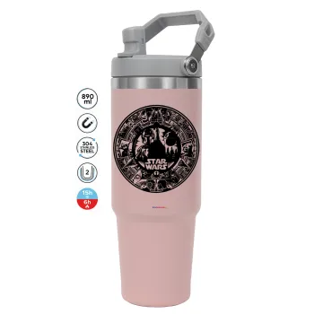 Star Wars Disk, Pink color, 890ml (30oz) stainless Steel Tumbler with Handle